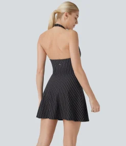 Mini Dresses|Active Dresses<HALARA G-hook Halter 2-in-1 Pocket Stripe Mini Cool Touch Yoga Active Dress-Easy Peezy