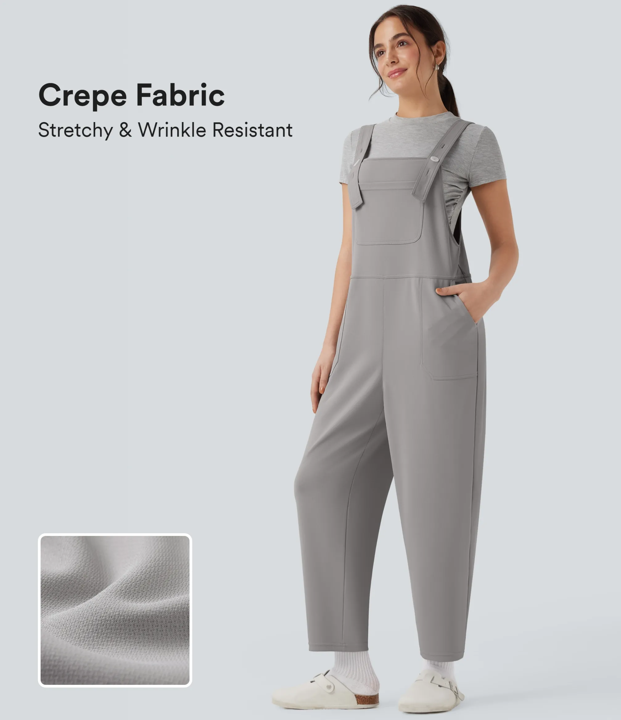 Jumpsuits<HALARA Flex™ Crepe Casual Harem Overalls with Pockets