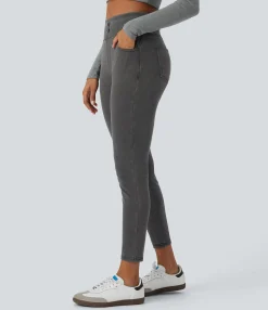 Pocket Leggings|Casual Wear Leggings<HALARA Flex™ Curvy High Waisted Decorative Pockets Denim Casual 7/8 Leggings