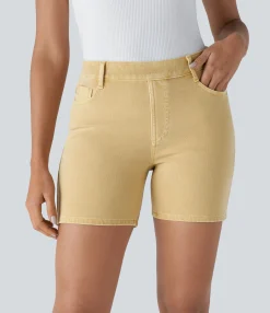 Denim Shorts|Colored Jeans<HALARA Flex™ High Waisted Pockets Colorful Washed Denim Casual Shorts 5''
