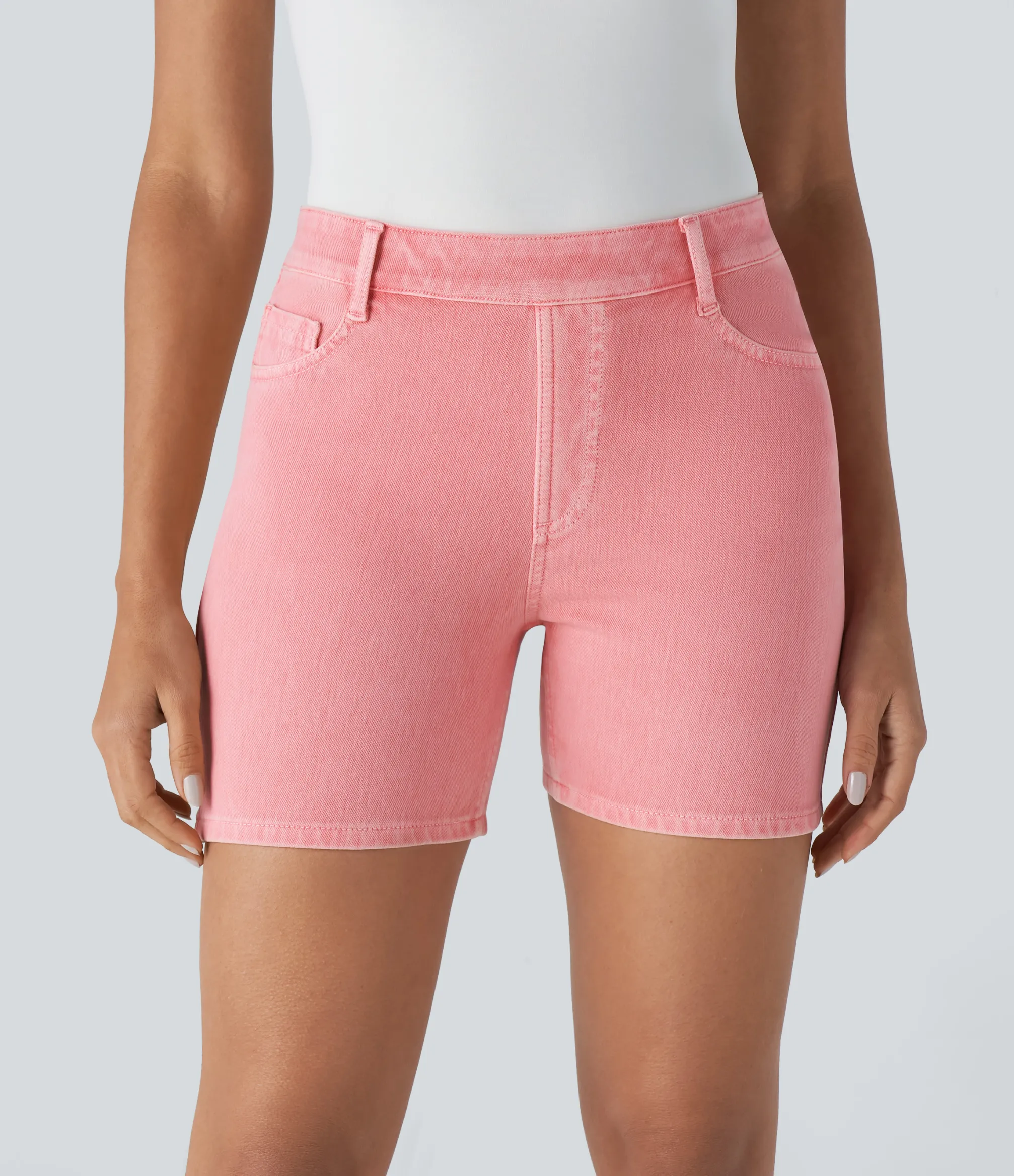 Denim Shorts|Colored Jeans<HALARA Flex™ High Waisted Pockets Colorful Washed Denim Casual Shorts 5''