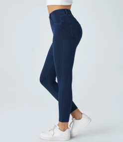 Pocket Leggings|Casual Wear Leggings<HALARA Flex™ High Waisted Pockets Denim Work Leggings