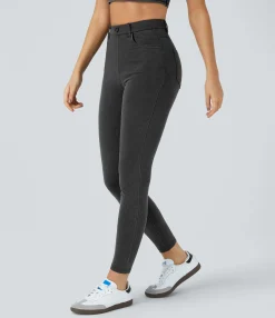 Pocket Leggings|Casual Wear Leggings<HALARA Flex™ High Waisted Pockets Denim Work Leggings