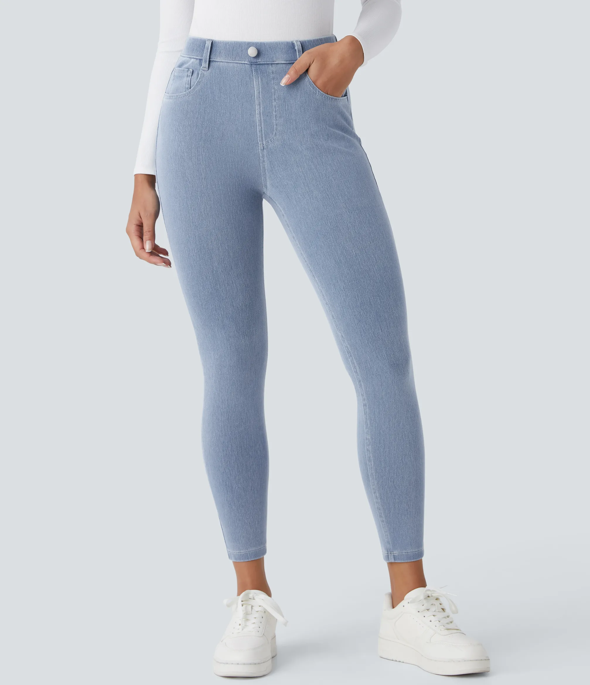 Pocket Leggings|Casual Wear Leggings<HALARA Flex™ High Waisted Pockets Denim Work Leggings