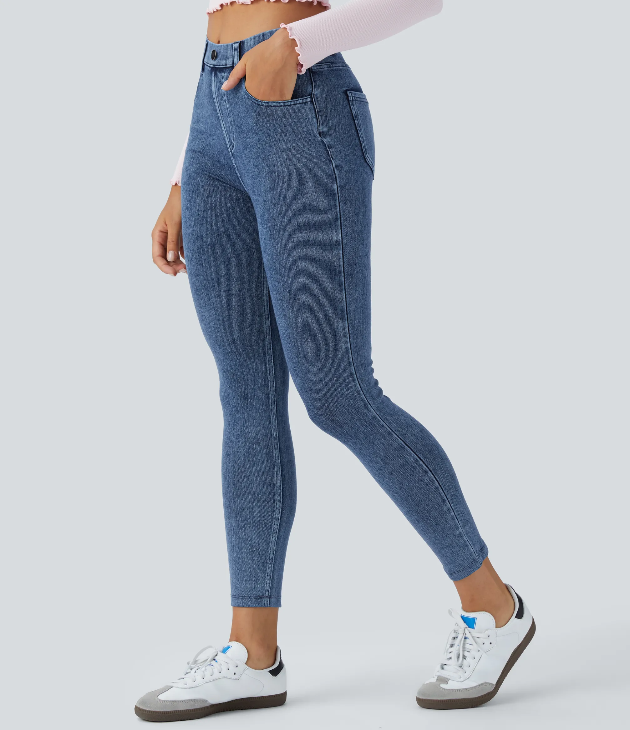 Pocket Leggings|Casual Wear Leggings<HALARA Flex™ High Waisted Pockets Denim Work Leggings