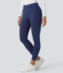 Pocket Leggings|Casual Wear Leggings<HALARA Flex™ High Waisted Pockets Denim Work Leggings