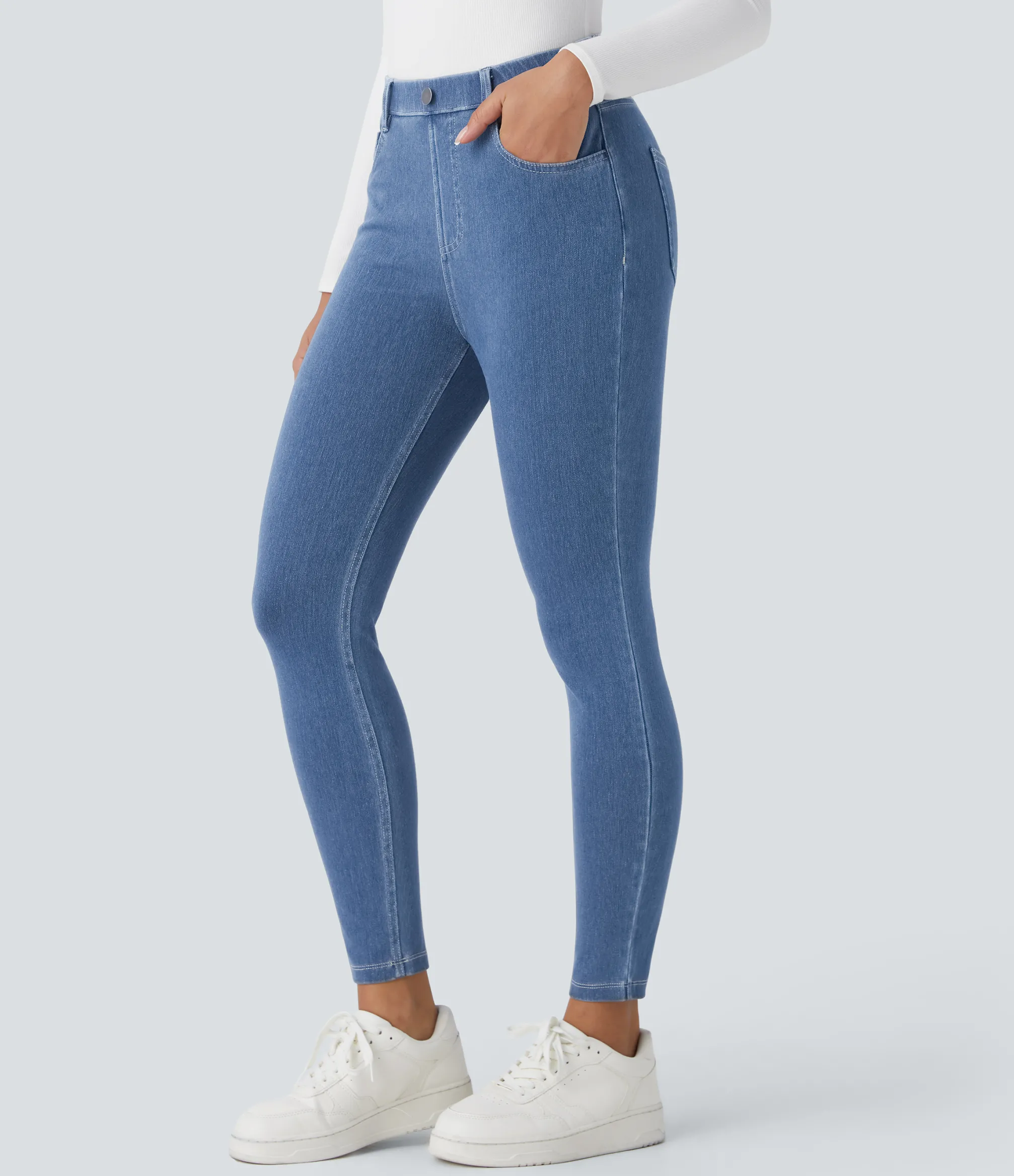 Pocket Leggings|Casual Wear Leggings<HALARA Flex™ High Waisted Pockets Denim Work Leggings