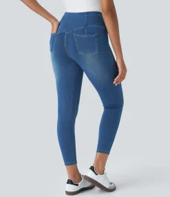 Pocket Leggings|Casual Wear Leggings<HALARA Flex™ High Waisted Decorative Pocket Denim Casual 7/8 Leggings