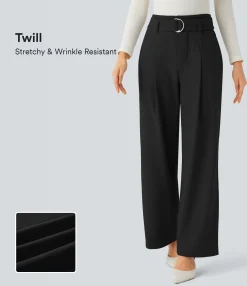 High-Waisted Pants|Straight-Leg Pants<HALARA Flex™ High Waisted Belted Pocket Straight Leg Twill Work Pants
