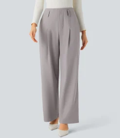 High-Waisted Pants|Straight-Leg Pants<HALARA Flex™ High Waisted Belted Pocket Straight Leg Twill Work Pants