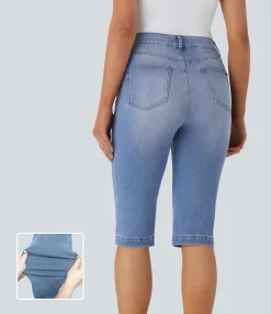 High Waisted Jeans<HALARA Flex™ High Waisted Pocket Washed Pedal Pusher Casual Jeans