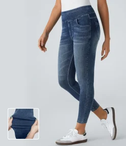 Pocket Leggings|Casual Wear Leggings<HALARA Flex™ High Waisted Pockets Denim Casual Leggings