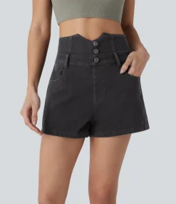 Denim Shorts|Denim Shorts<HALARA Flex™ High Waisted Decorative Pockets Denim Casual Shorts 2.5''