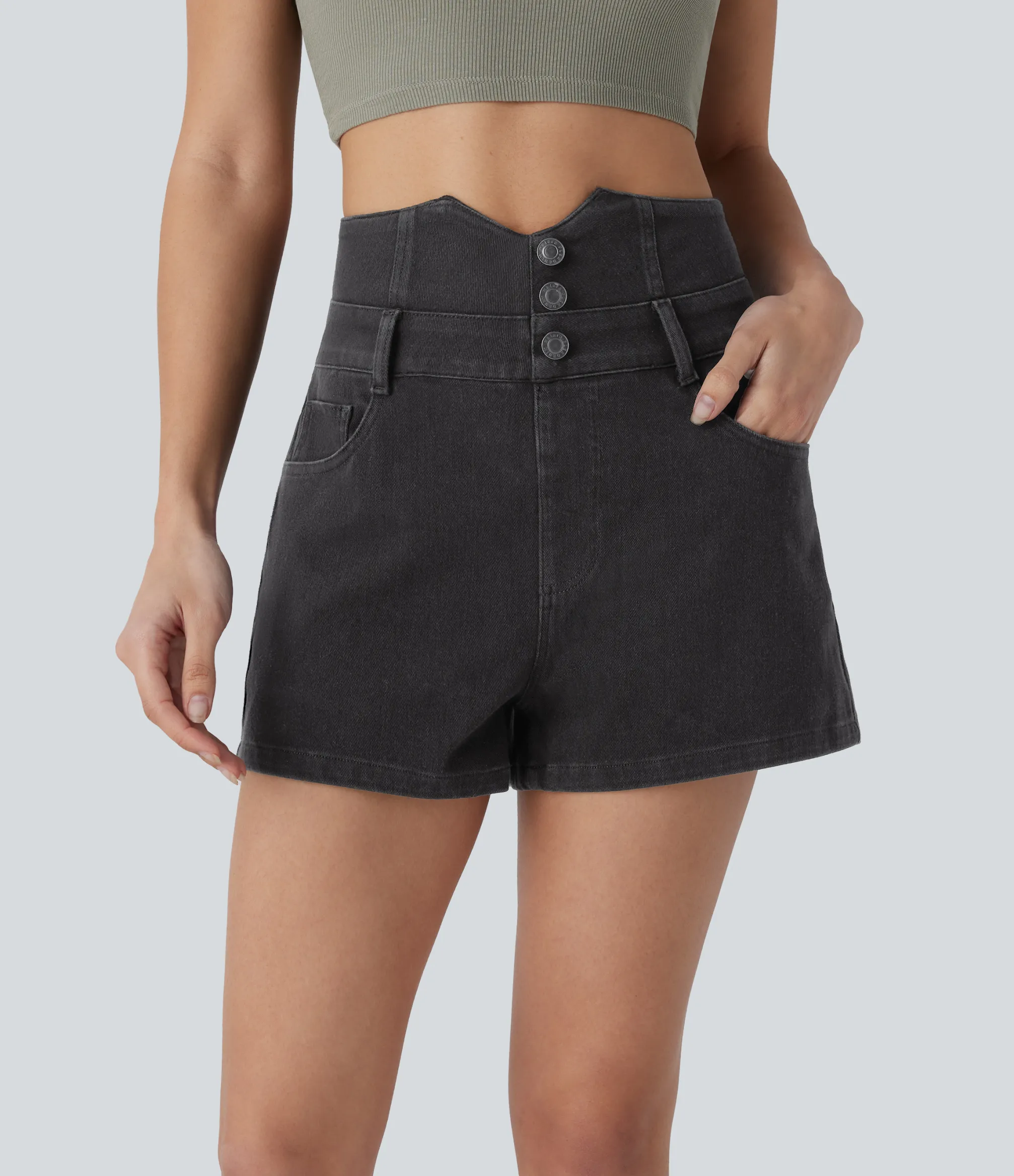 Denim Shorts|Denim Shorts<HALARA Flex™ High Waisted Decorative Pockets Denim Casual Shorts 2.5''