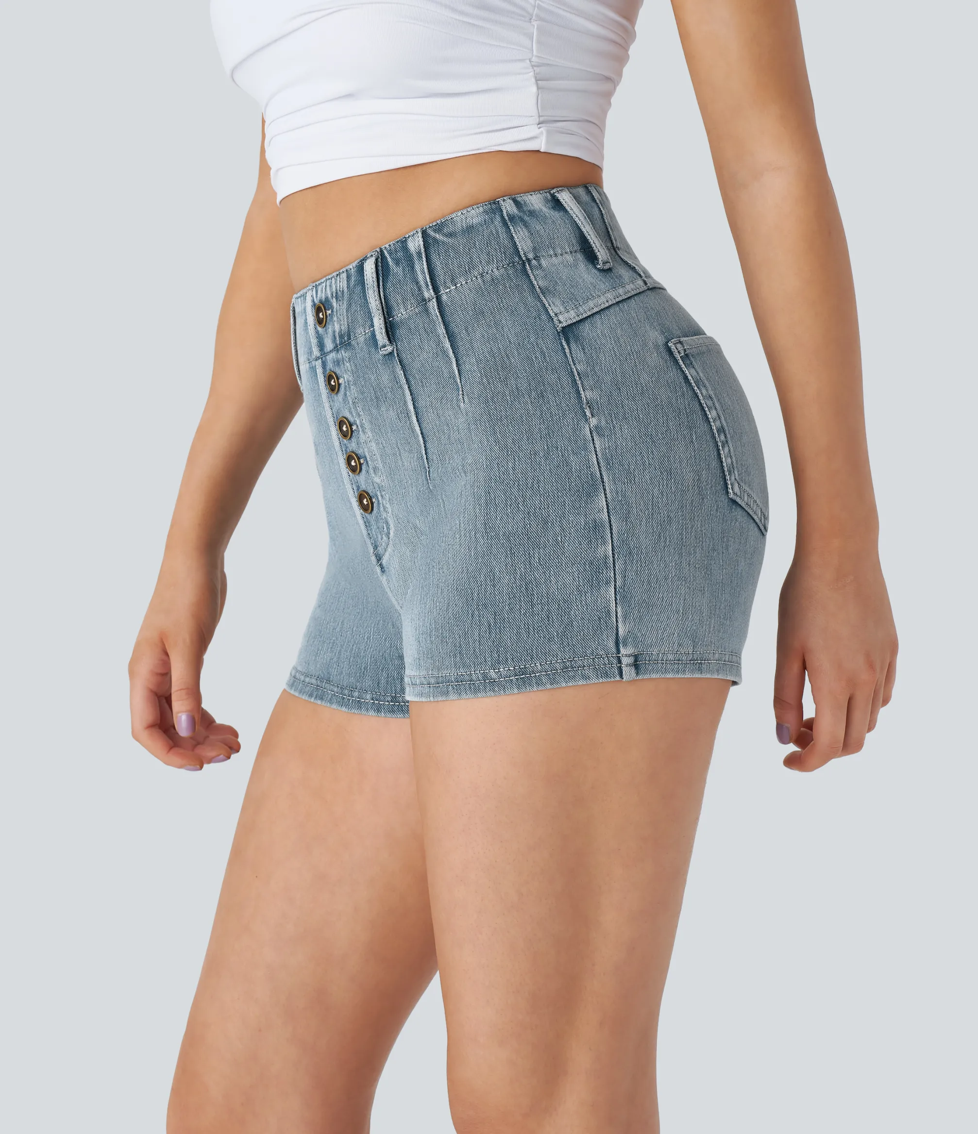 Denim Shorts|Denim Shorts<HALARA Flex™ High Waisted Decorative Pockets Denim Casual Shorts 2''
