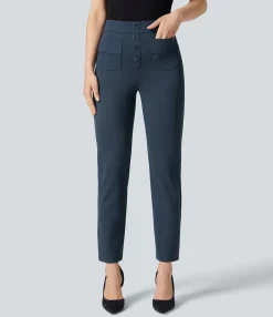 High-Waisted Pants|Halara Flex™ Pant<HALARA Flex™ High Waisted Pockets Ankle Length Work Pants