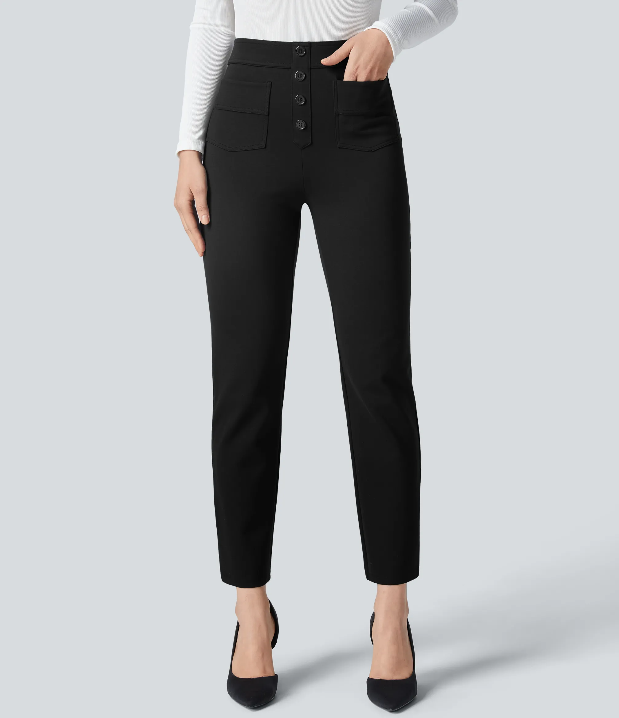 High-Waisted Pants|Halara Flex™ Pant<HALARA Flex™ High Waisted Pockets Ankle Length Work Pants