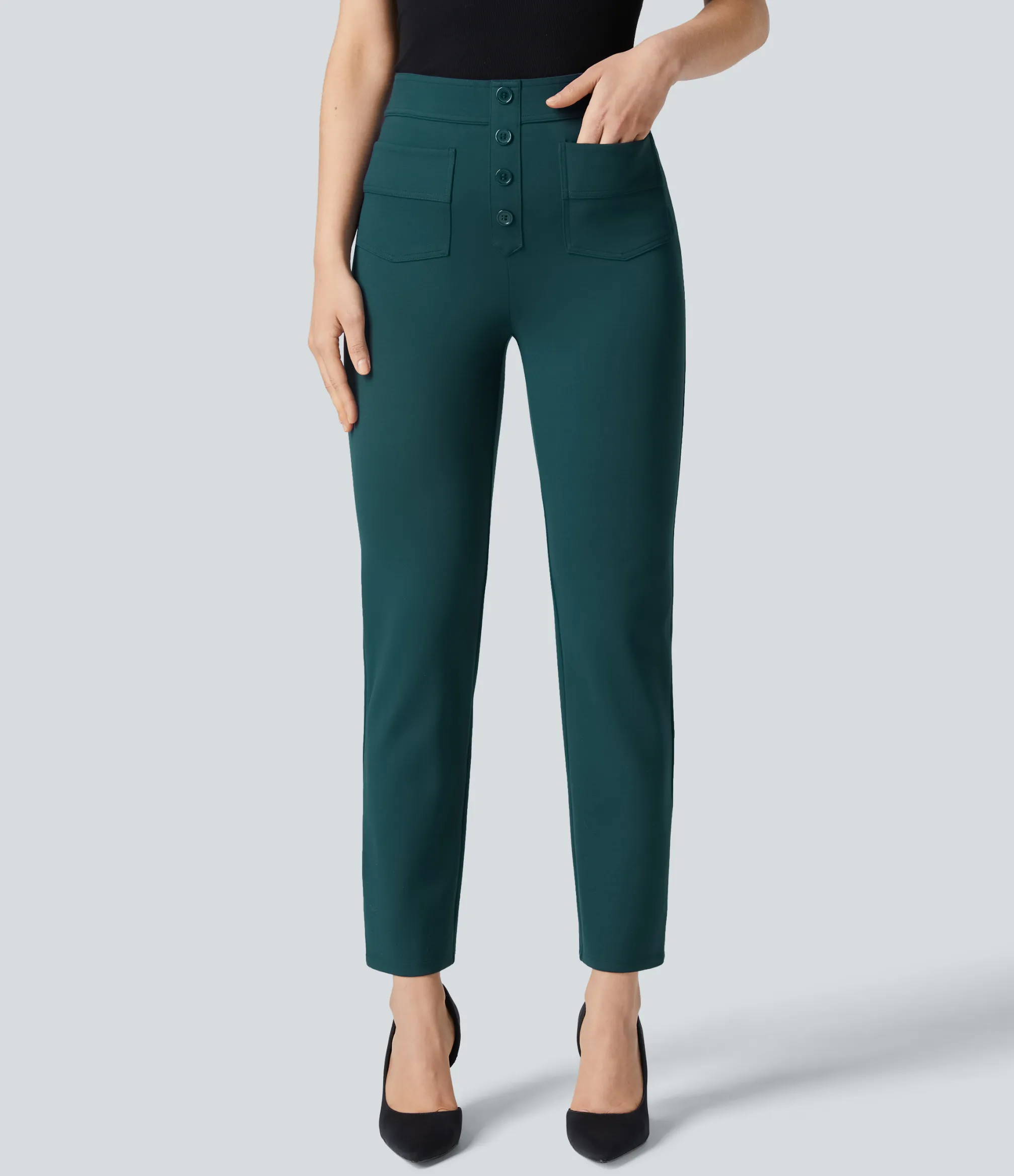 High-Waisted Pants|Halara Flex™ Pant<HALARA Flex™ High Waisted Pockets Ankle Length Work Pants