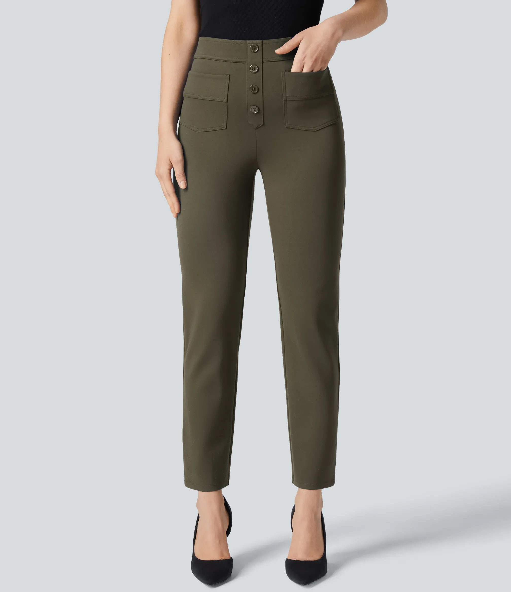 High-Waisted Pants|Halara Flex™ Pant<HALARA Flex™ High Waisted Pockets Ankle Length Work Pants