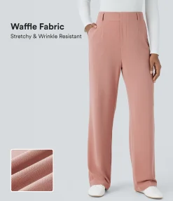 High-Waisted Pants|Work Pants<HALARA Flex™ High Waisted Pocket Waffle Work Pants