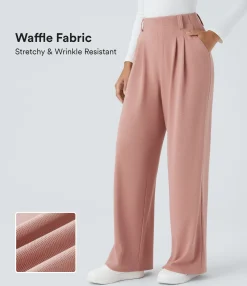High-Waisted Pants|Halara Flex™ Pant<HALARA Flex™ High Waisted Pocket Wide Leg Waffle Work Pants