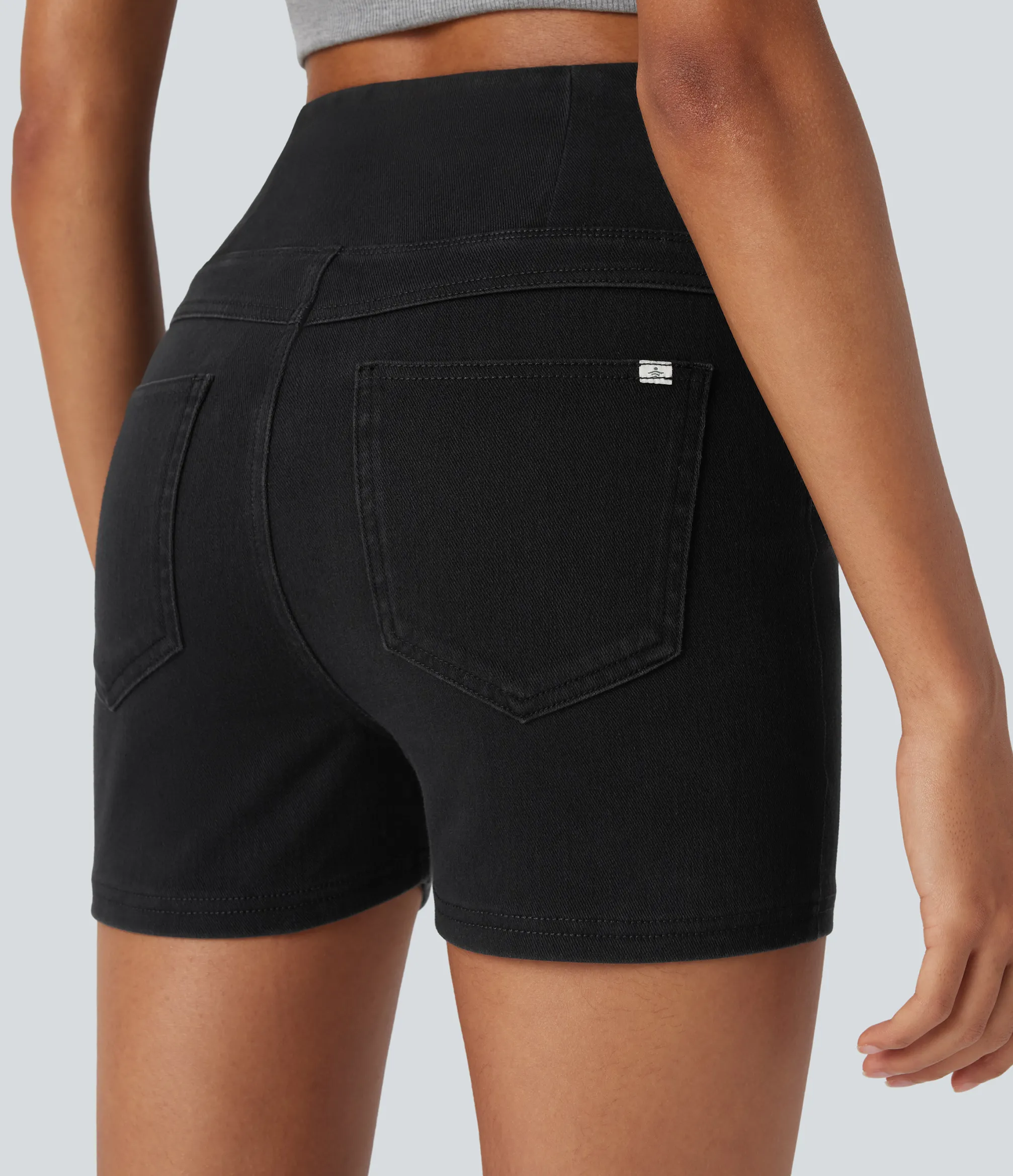 Denim Shorts|Crossover Shorts<HALARA Flex™ High Waisted Crossover Pocket Denim Casual Shorts 3"