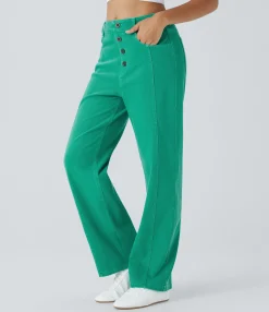 High Waisted Jeans|Colored Jeans<HALARA Flex™ High Waisted Decorative Pockets Straight Leg Colorful Casual Boyfriend Jeans
