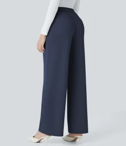Halara Flex™ Pant|Straight-Leg Pants<HALARA Flex™ High Waisted Pocket Straight Leg Crepe Work Pants