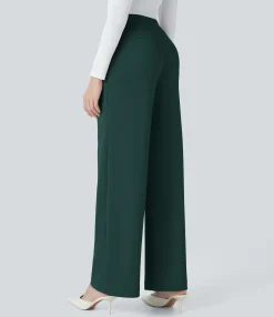 Halara Flex™ Pant|Straight-Leg Pants<HALARA Flex™ High Waisted Pocket Straight Leg Crepe Work Pants