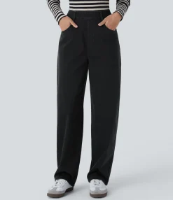 High Waisted Jeans|Jeans<HALARA Flex™ High Waisted Pockets Washed Casual Baggy Jeans