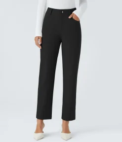 High-Waisted Pants|Pants<HALARA Flex™ High Waisted Zipper Pockets Ankle Length Slim Twill Work Pants