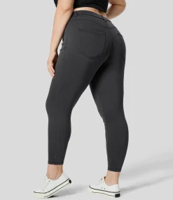 Pocket Leggings|Casual Wear Leggings<HALARA Flex™ High Waisted Pockets Denim Work 7/8 Plus Size Leggings