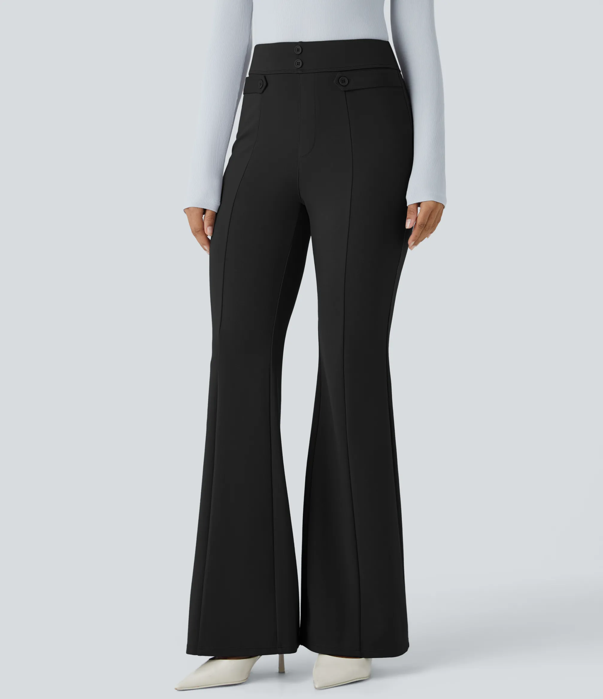 High-Waisted Pants|Flare Pants<HALARA Flex™ High Waisted Decorative Work Flare Pants