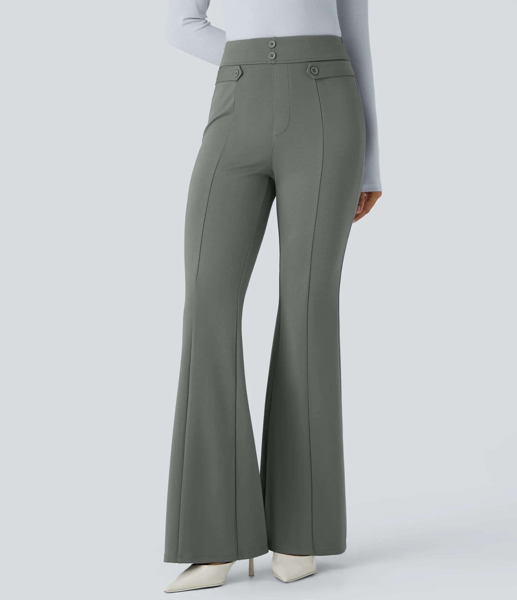 High-Waisted Pants|Flare Pants<HALARA Flex™ High Waisted Decorative Work Flare Pants