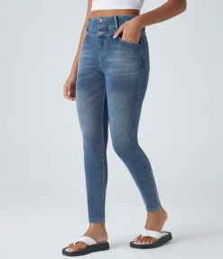 High Waisted Jeans|Skinny Jeans<HALARA Flex™ High Waisted Zipper Pockets Casual Skinny Jeans