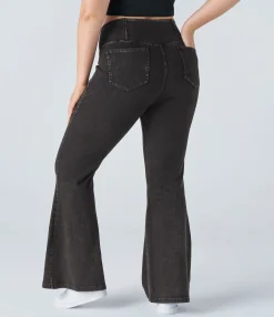 Plus-Size Denim|Plus Size<HALARA Flex™ High Waisted Crossover Pocket Washed Casual Plus Size Jeans