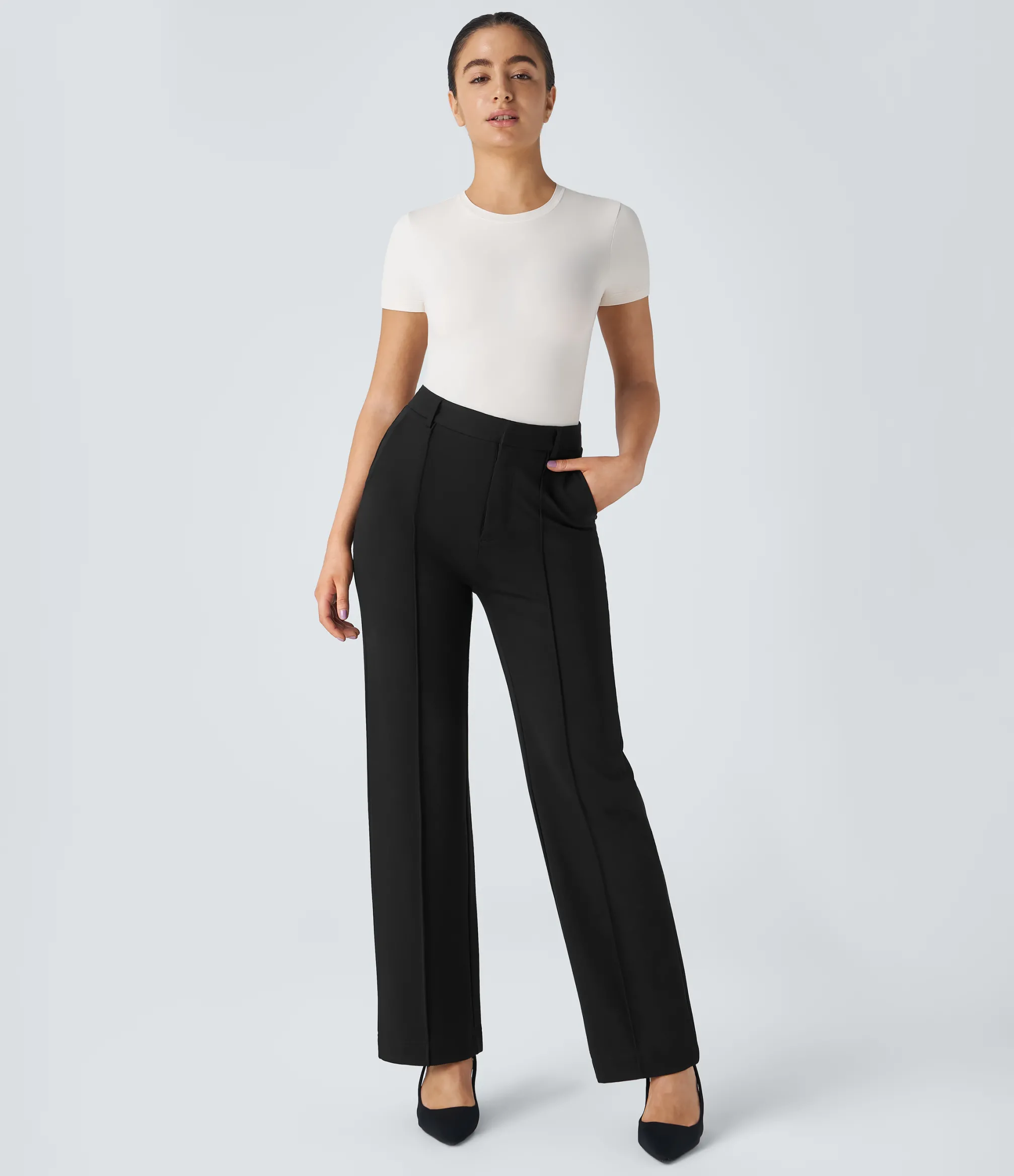 Pants|High-Waisted Pants<HALARA Flex™ High Waisted Zipper Pocket Straight Leg Work Pants