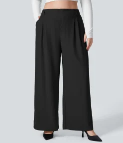 Halara Flex™ Pant|Plus Size<HALARA Flex™ High Waisted Pocket Wide Leg Waffle Work Plus Size Pants