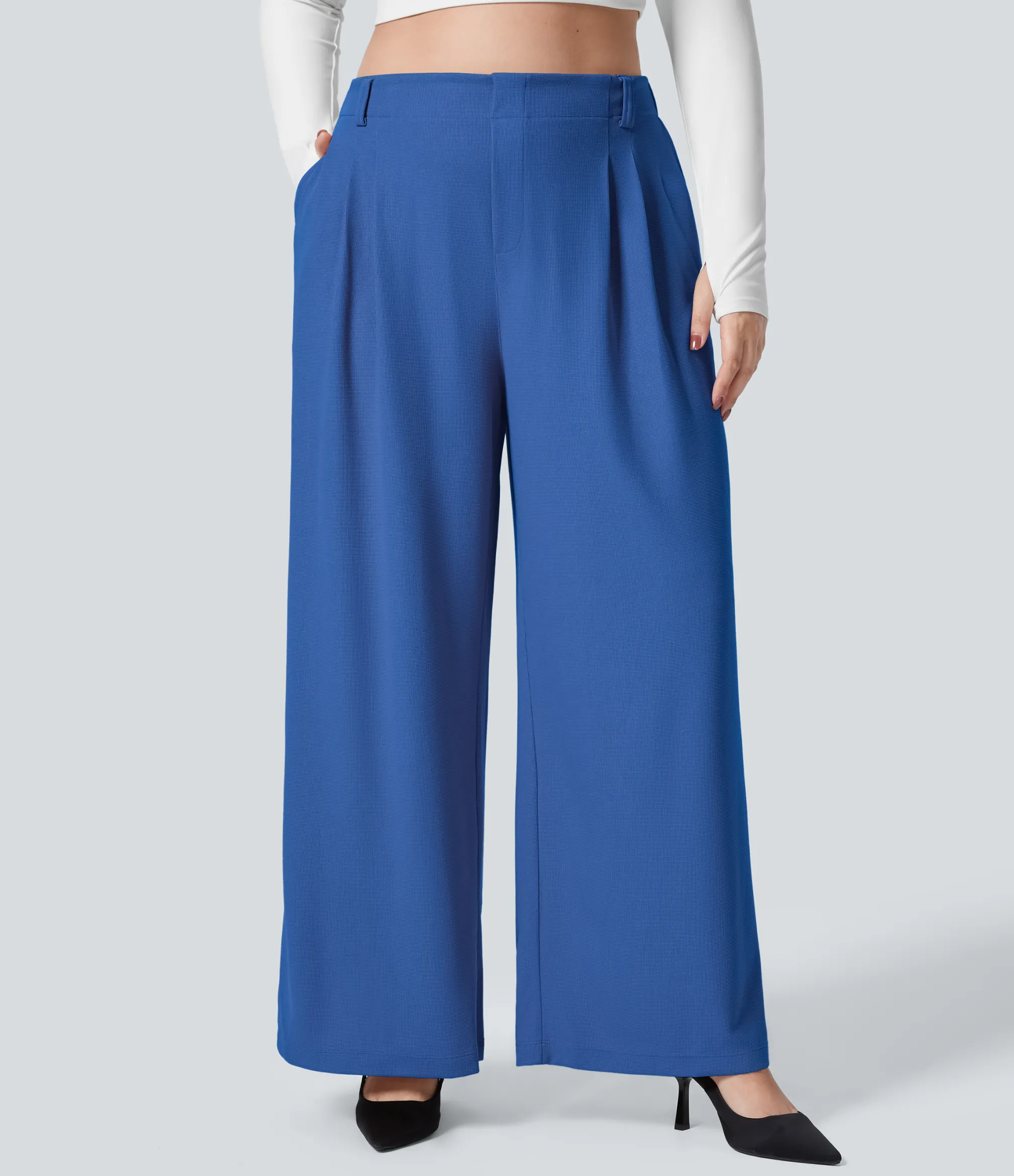 Halara Flex™ Pant|Plus Size<HALARA Flex™ High Waisted Pocket Wide Leg Waffle Work Plus Size Pants
