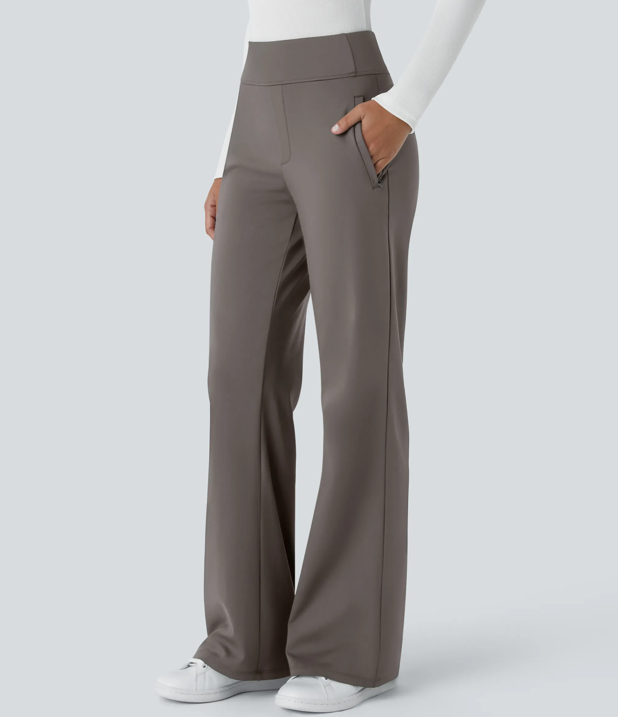 High-Waisted Pants|Flare Pants<HALARA Flex™ High Waisted Side Zipper Pocket Work Flare Pants
