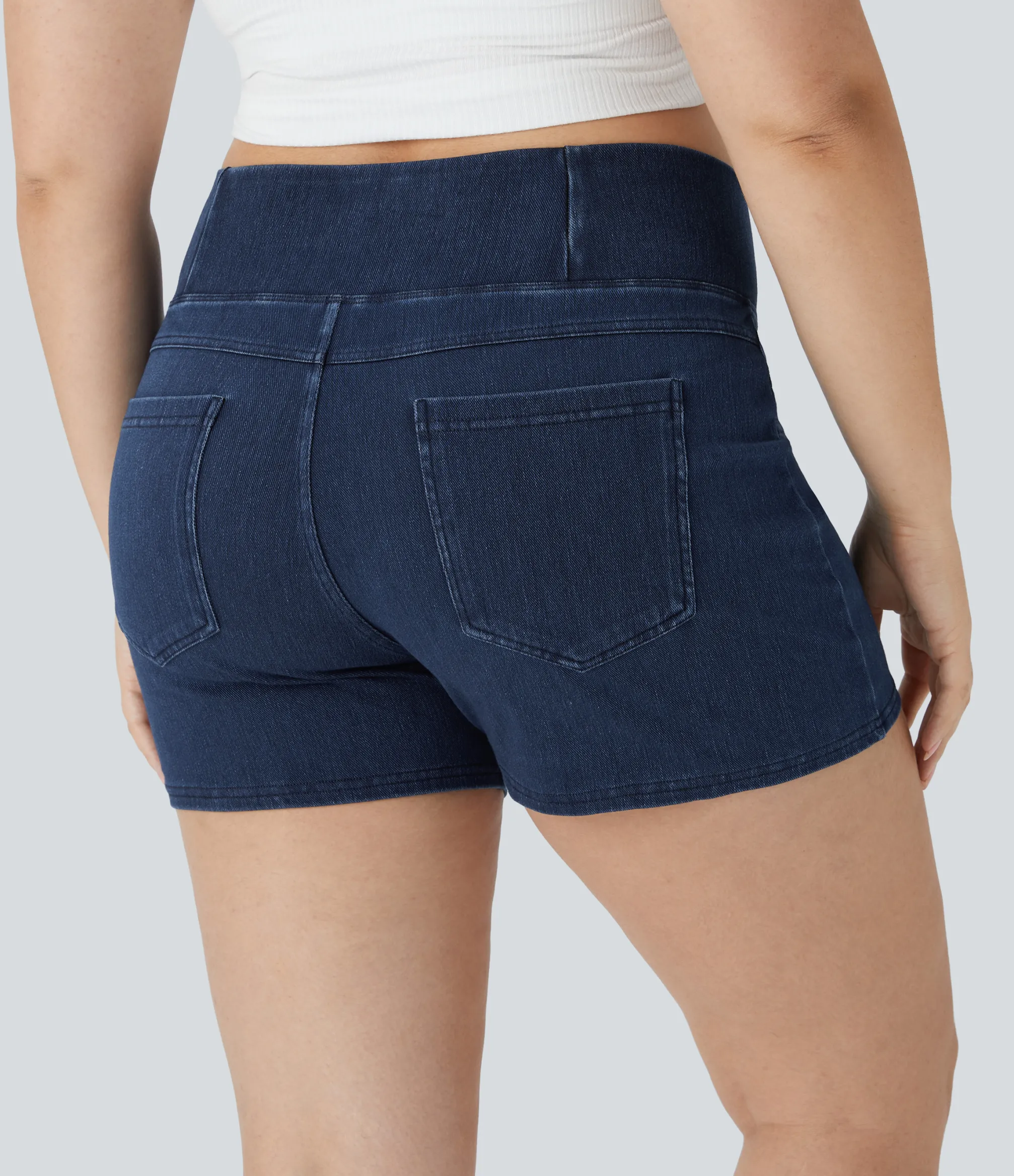 Plus-Size Denim|Plus Size<HALARA Flex™ High Waisted Crossover Pocket Denim Casual Plus Size Shorts 3"