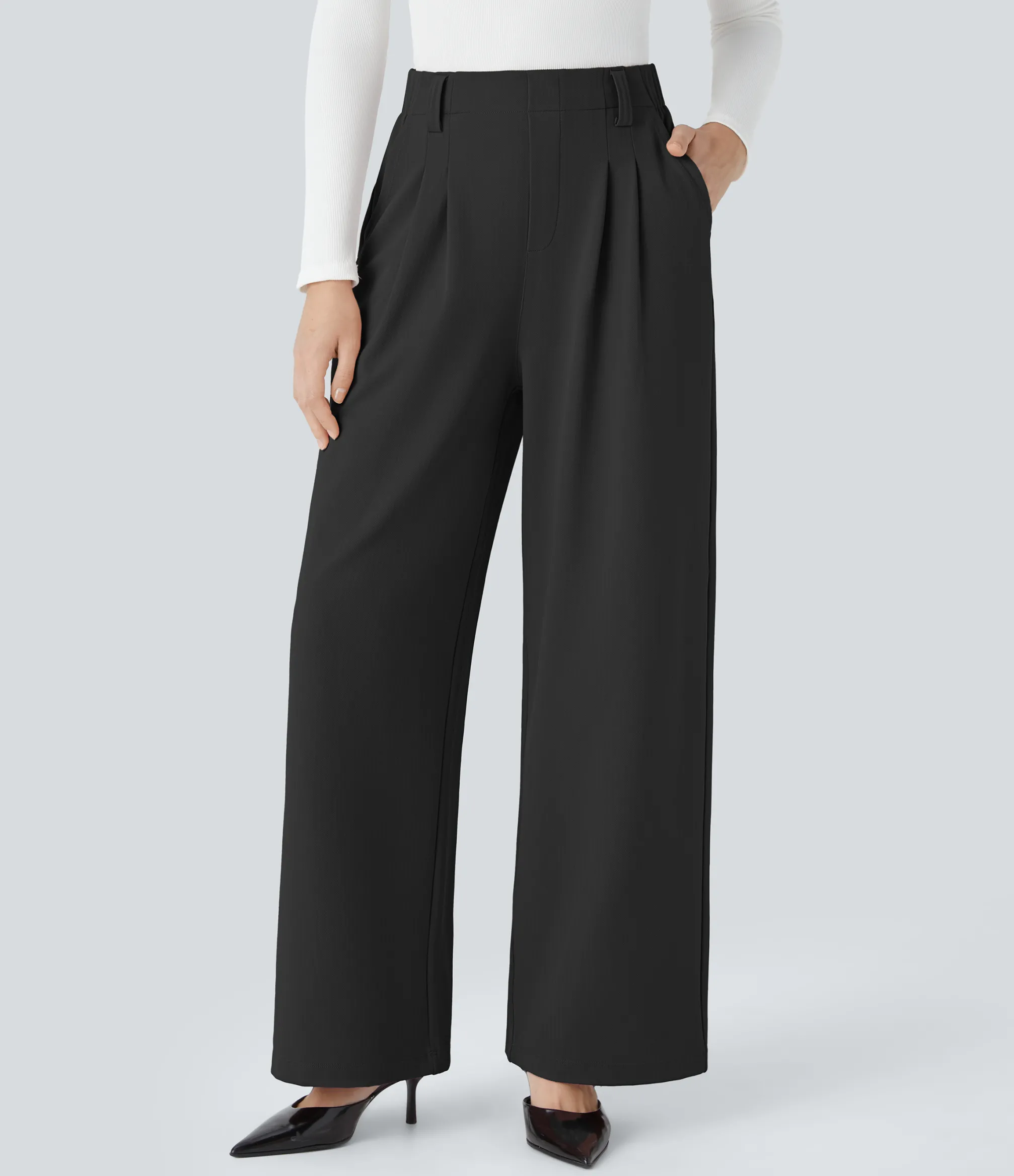 High-Waisted Pants|Halara Flex™ Pant<HALARA Flex™ High Waisted Pocket Herringbone Wide Leg Work Pants