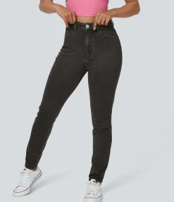 High Waisted Jeans|Jeans<HALARA Flex™ High Waisted Zipper Pockets Casual Jeans