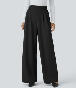 High-Waisted Pants|Halara Flex™ Pant<HALARA Flex™ High Waisted Pocket Wide Leg Crepe Work Pants