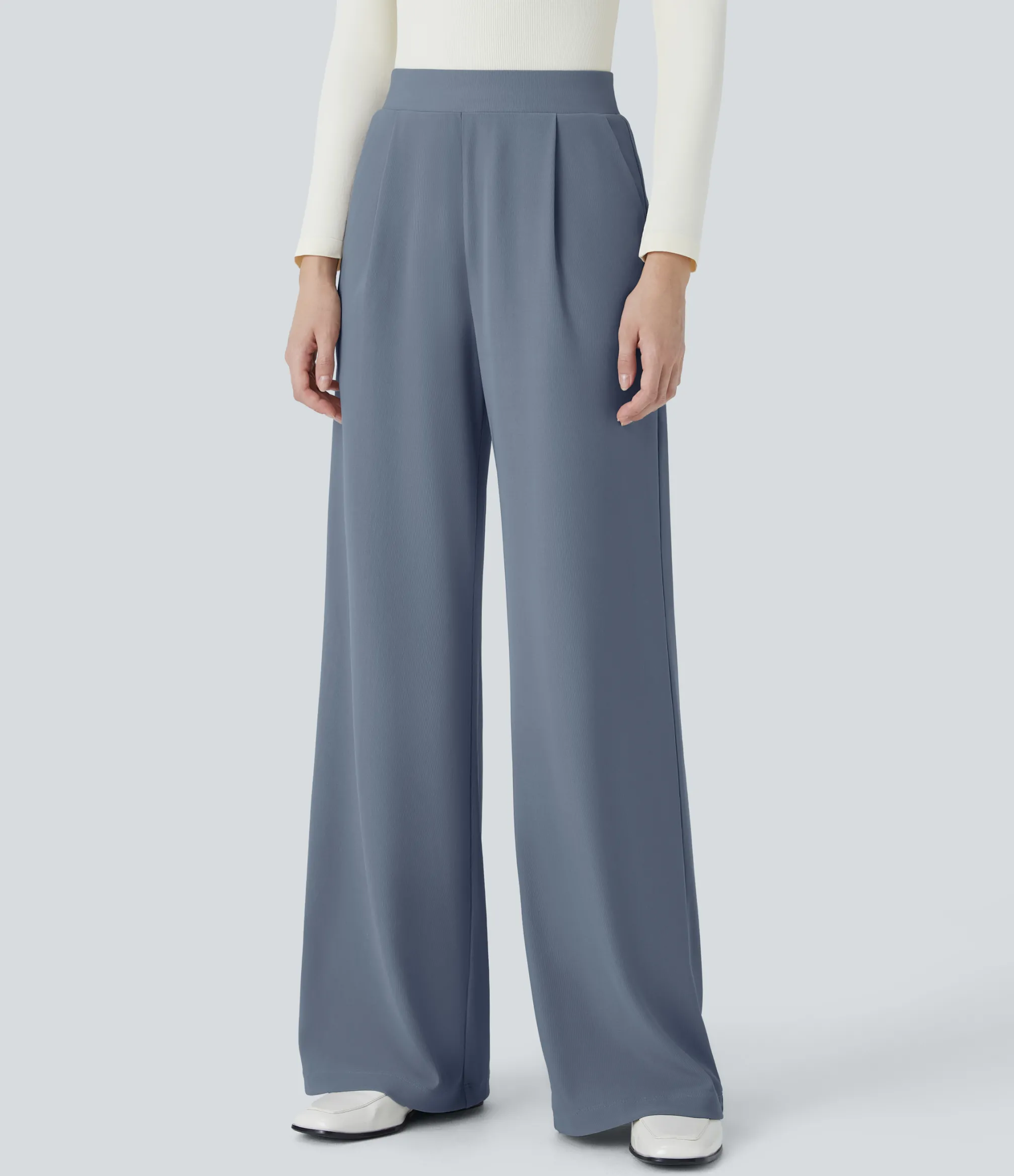 High-Waisted Pants|Halara Flex™ Pant<HALARA Flex™ High Waisted Body Sculpt Waist-Slimming Pocket Wide Leg Micro Waffle Work Pants