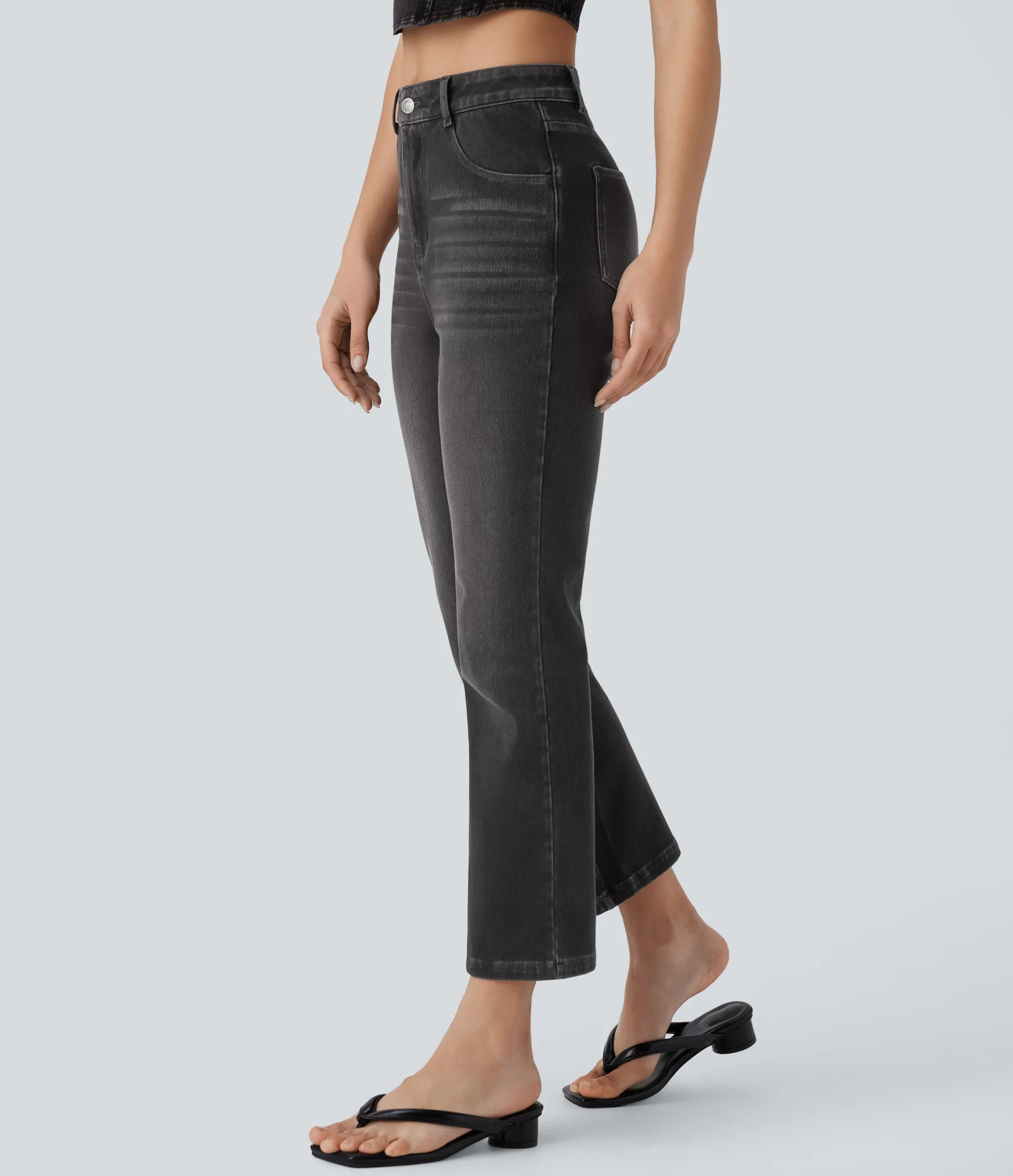 High Waisted Jeans|Jeans<HALARA Flex™ High Waisted Zipper Pockets Casual Bootcut Jeans