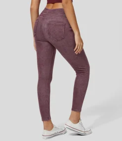 Pocket Leggings|Casual Wear Leggings<HALARA Flex™ High Waisted Pocket Colorful Denim Casual Leggings