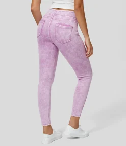 Pocket Leggings|Casual Wear Leggings<HALARA Flex™ High Waisted Pocket Colorful Denim Casual Leggings