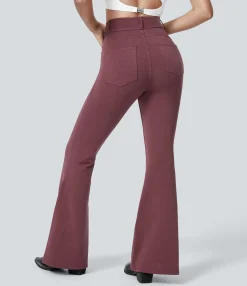 Pocket Leggings|Flare Leggings<HALARA Flex™ High Waisted Pockets Washed Colorful Denim Work Flare Leggings Nocturne