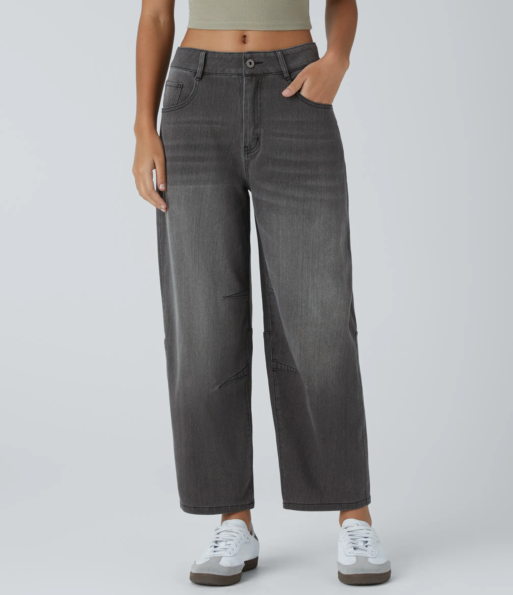 Jeans<HALARA Flex™ Low Rise Zipper Pockets Barrel Leg Casual Jeans